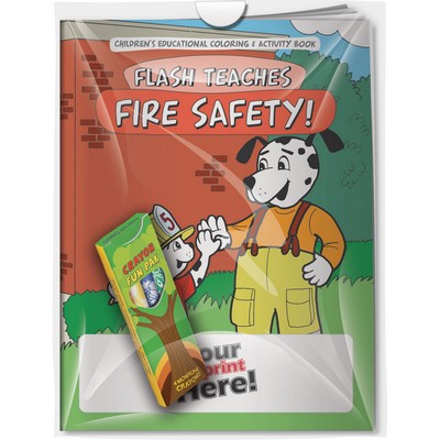 Combo Pack - "Flash Teaches Fires Safety!" Coloring Book & 4-Pack of Crayon in a Poly Bag